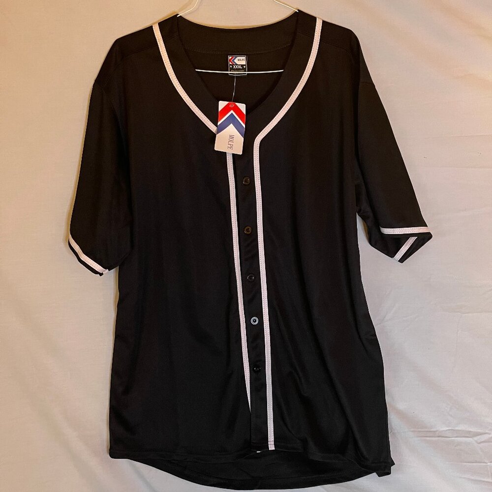 MOLPE - JERSEY - Black & White Trim Blank Button Front - Mens 3XL XXXL